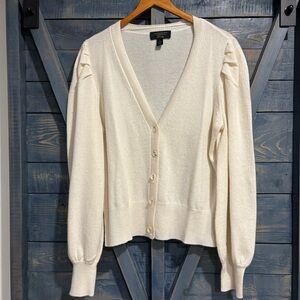 Charter Club Cashmere Ivory Button-Up Cardigan Size Medium